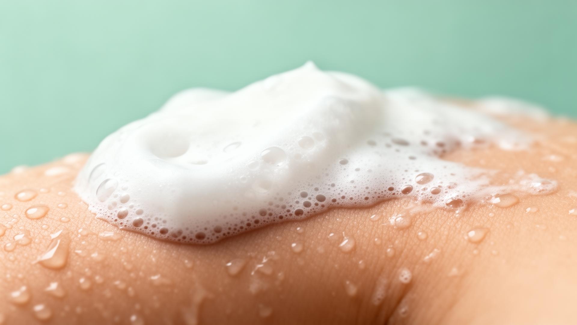 Cremiger Shampoo-Schaum auf nasser Haut