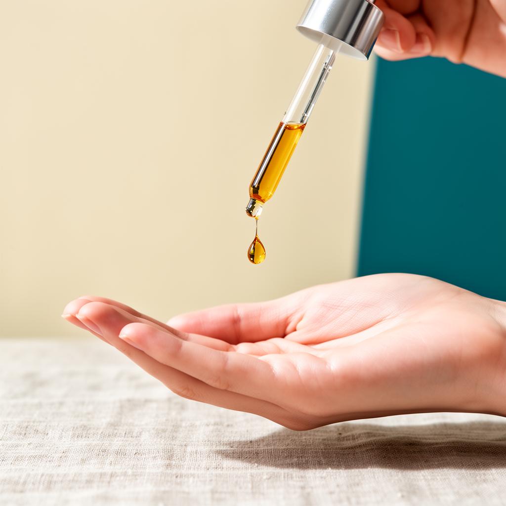 Pipette der VITAL Haartropfen über offener Handfläche